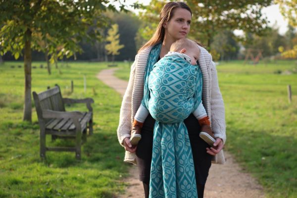 Yaro - Tragetuch La Vita Teal - Natural Tussah Hemp